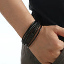 Pulseira Couro Masculina Trançada