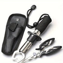 Kit Alicates De Pesca Pega Peixe E Multifuncional Aço Inox Preto